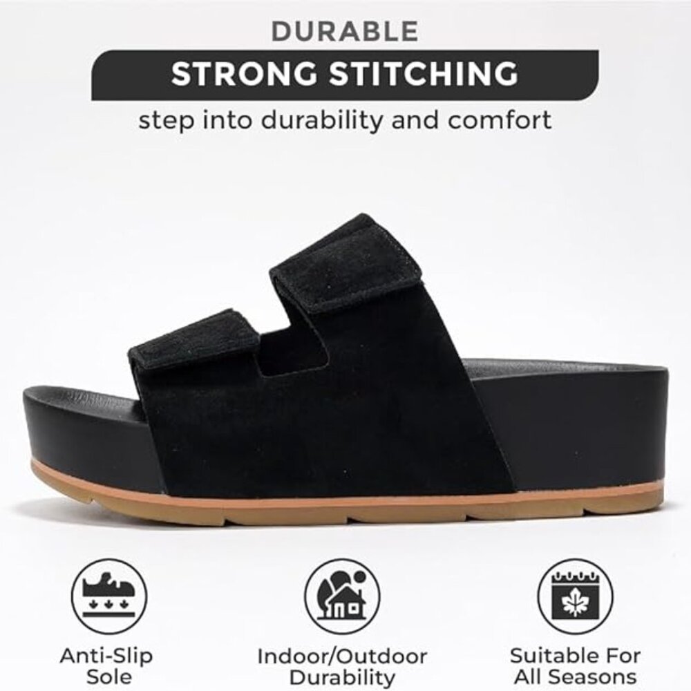 Project Cloud Black Platform Slip On Sandals 8.5 … - image 4